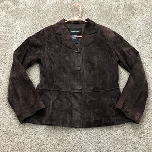 Brandon Thomas Jacket Womens Medium Brown Suede Leather Blazer Coat Ladies